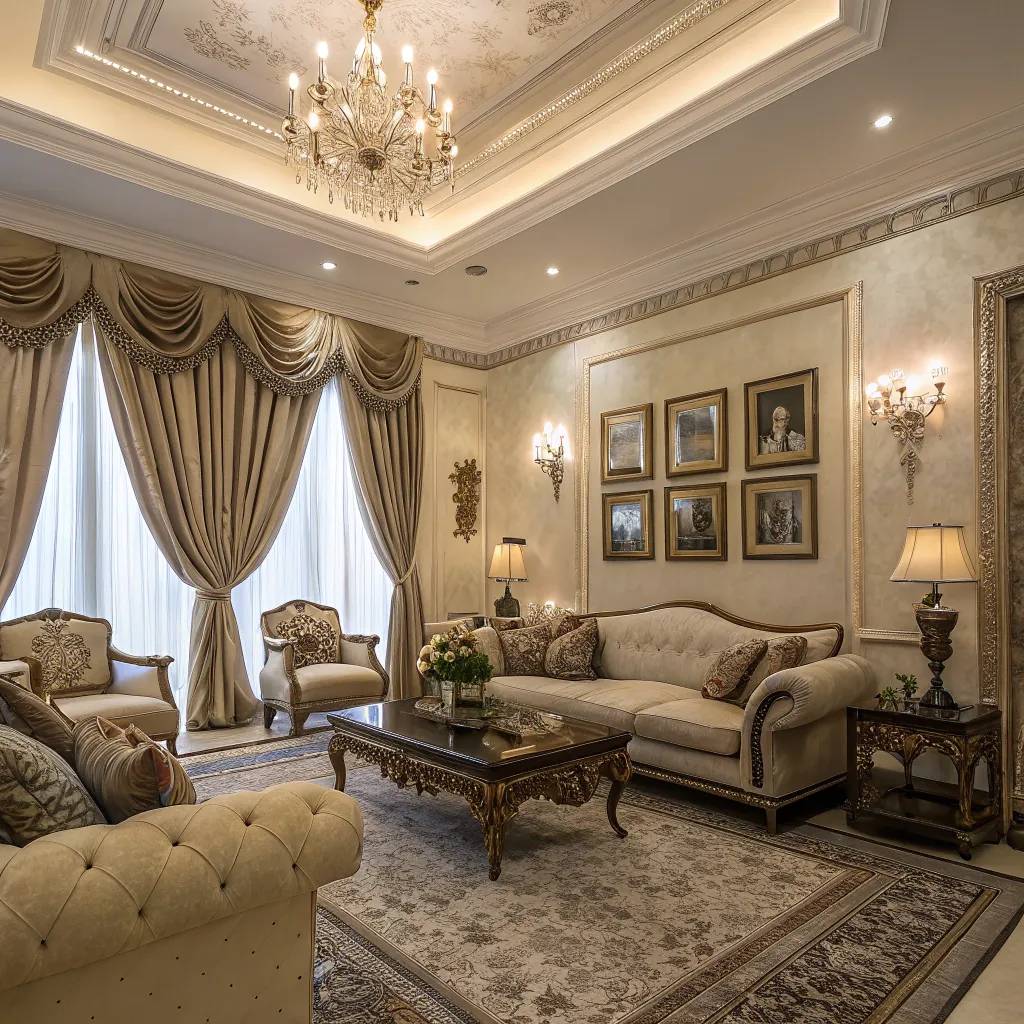 An image showcasing a beautifully decorated living room